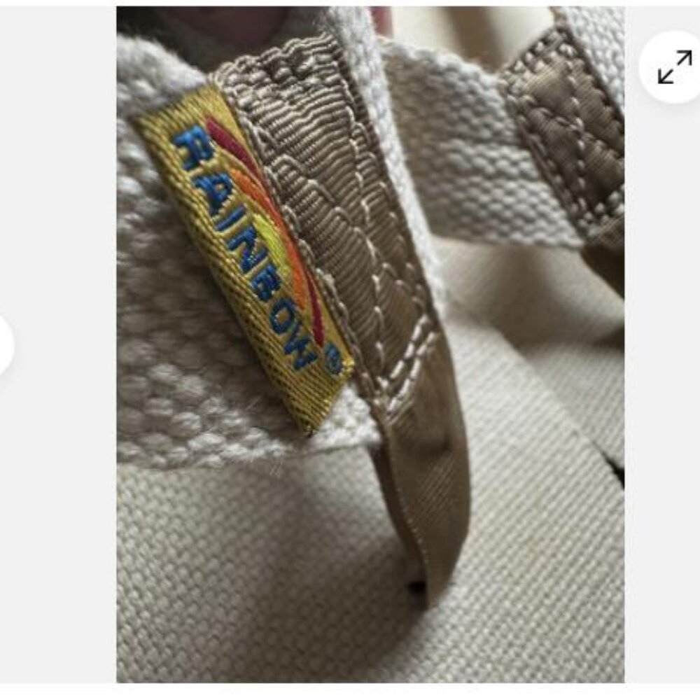 Rainbow Sandals Womens Sz 10 Flip Flop Thong Flats Comfort Beige Fabric Slip On - Picture 7 of 9